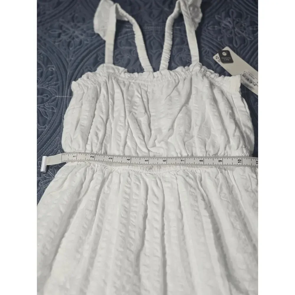 White Cotton Sundress Ruffle Strap Midi Dress Girls 7/8 Summer Classic